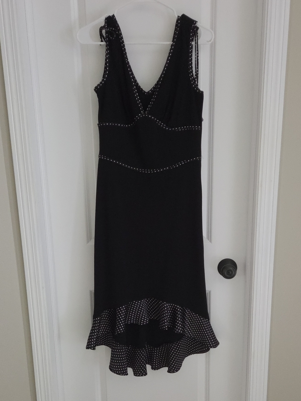 Rampage Black Polka-Dot Trim High-Low Dress